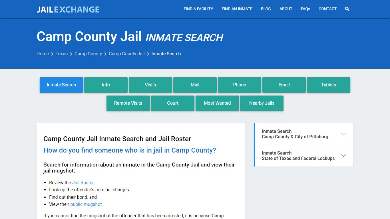 Inmate Search: Roster & Mugshots - Camp County Jail, TX